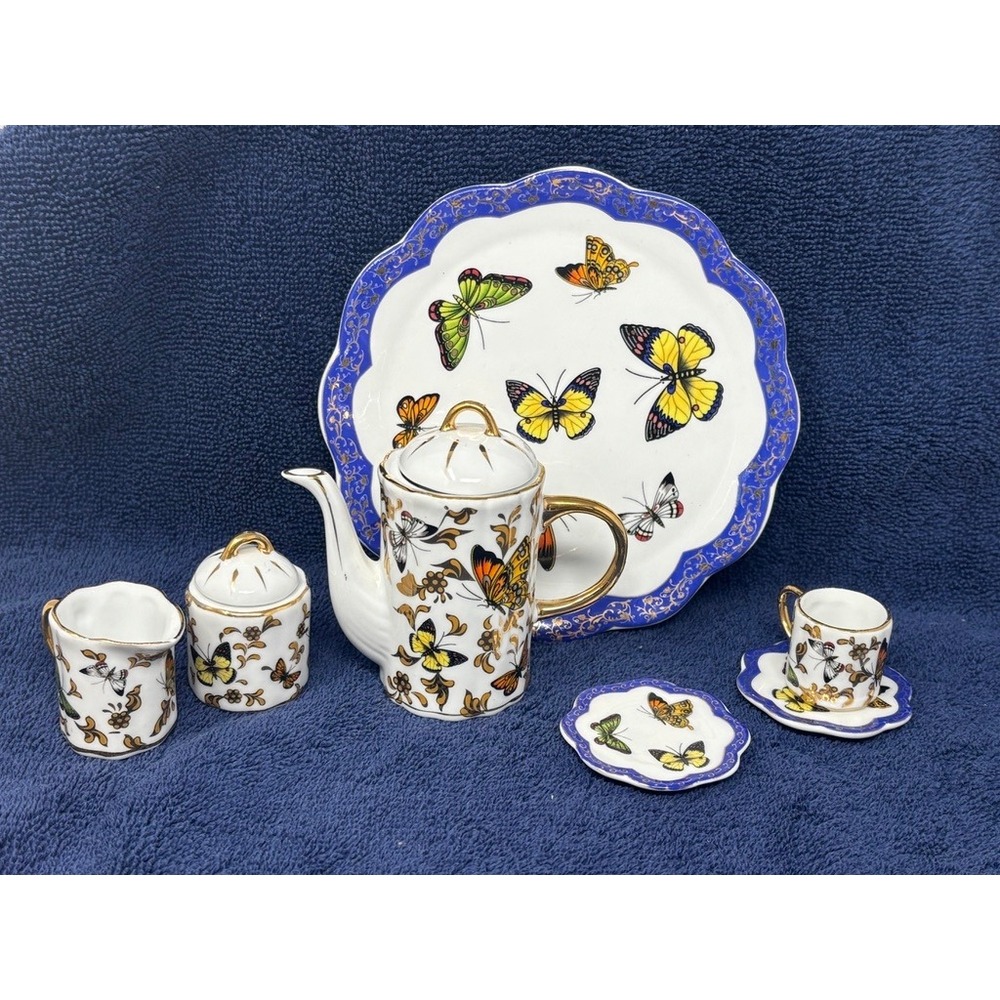 Formalities‎ by Baum Bros Porcelain Butterfly Tea Set Miniature